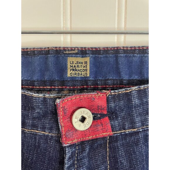 Marithe Francois Girbaud Blue Dark Wash Denim Jeans With Red Stitch Accents 36 - Picture 4 of 15